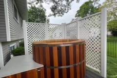 1-7/8" Diagonal in Snow White Lattice Privacy Screen around Hot Tub