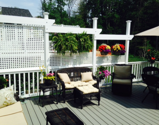 Enhancing the deck and Patio areas As you can see here, you can use vinyl lattice to achieve privacy on your deck or patio. Or use vinyl lattice to update an existing space giving it beautiful character.