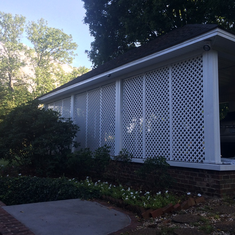 Recreate your garage or carport Do you want to block the view of your carport or garage area? Install vinyl lattice on the sides of the structure. As you can see it gives it a beautiful look. 