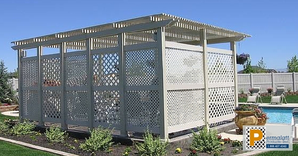 Using Vinyl Lattice Around Your Pool Awning With Lattice Screen